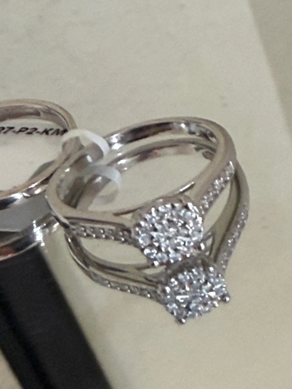 Natural Diamond Bridal Wedding Ring Set Multi-stone Cluster Engagement Chanel-se